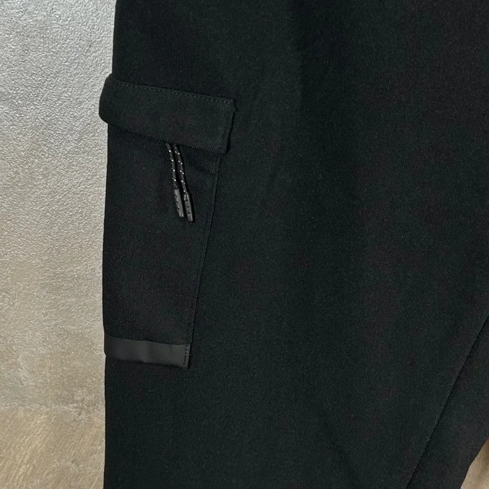 Leg3nd Mens Black Fleece Cargo Joggers Techwear Utility Sweatpants Small NEW